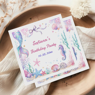 Serviette En Papier Anniversaire de la Sirène Magique