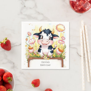 Serviette En Papier Anniversaire de la vache boho