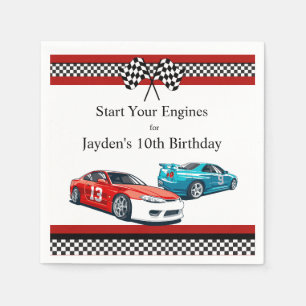 Serviette En Papier Anniversaire De La Voiture De Course,