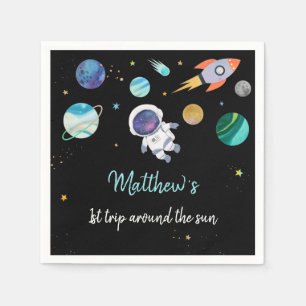 Serviette En Papier Anniversaire de l'astronaute bleu