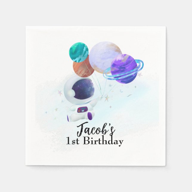 Serviette En Papier Anniversaire de l'astronaute spatial (Devant)