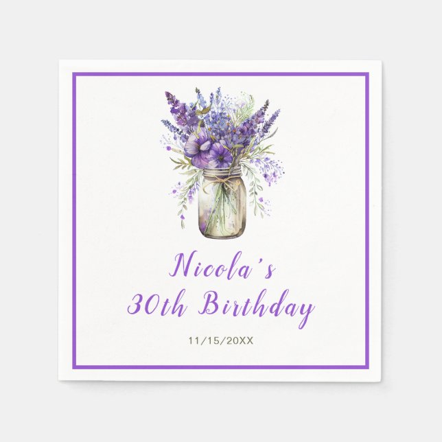 Serviette En Papier Anniversaire de Lavender Mason Jar (Devant)