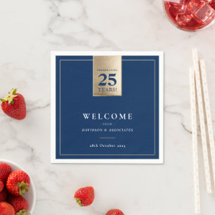 Serviette En Papier ANNIVERSAIRE DE L'ENTREPRISE marine blanc or affai