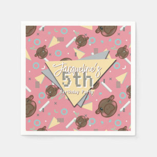 Serviette En Papier Anniversaire de l'hippie rose des années 80