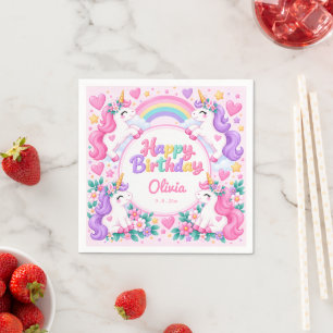 Serviette En Papier Anniversaire de Licorne Magique