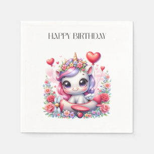 Serviette En Papier Anniversaire de Licorne Pilote