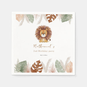 Serviette En Papier Anniversaire de Lion Adorable et Fluffy
