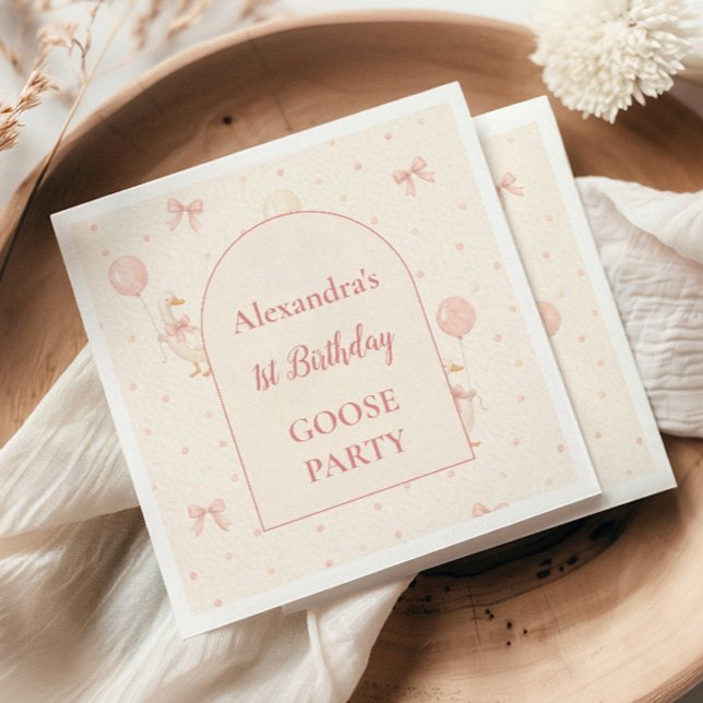Serviette En Papier Anniversaire de l'oie Coquette 1 an (Créateur téléchargé)