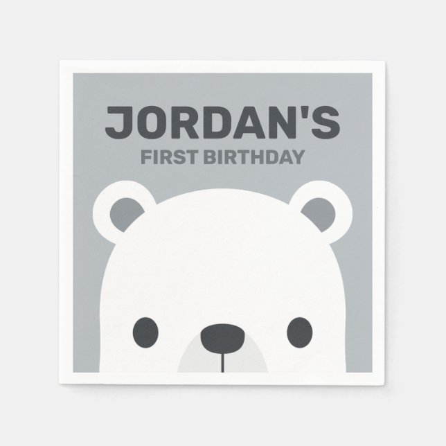 Serviette En Papier Anniversaire de l'ours polaire (Devant)