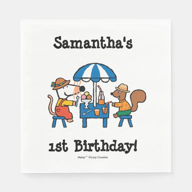 Serviette En Papier Anniversaire de Maisy et Cyril (Devant)