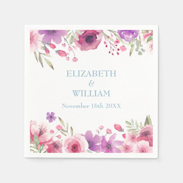 Serviette En Papier Anniversaire de mariage diamant Roses de campagne  (Devant)