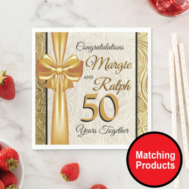 Serviette En Papier Anniversaire de mariage doré  (Créateur téléchargé)