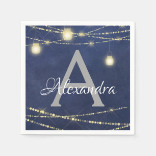 Serviette En Papier Anniversaire de monogramme de lumières de pot et