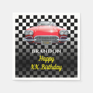 Serviette En Papier Anniversaire de n'importe quelle année, voiture de
