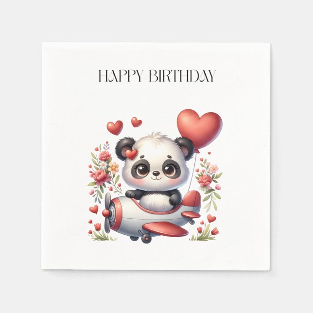 Serviette En Papier Anniversaire de Panda Pilote (Devant)
