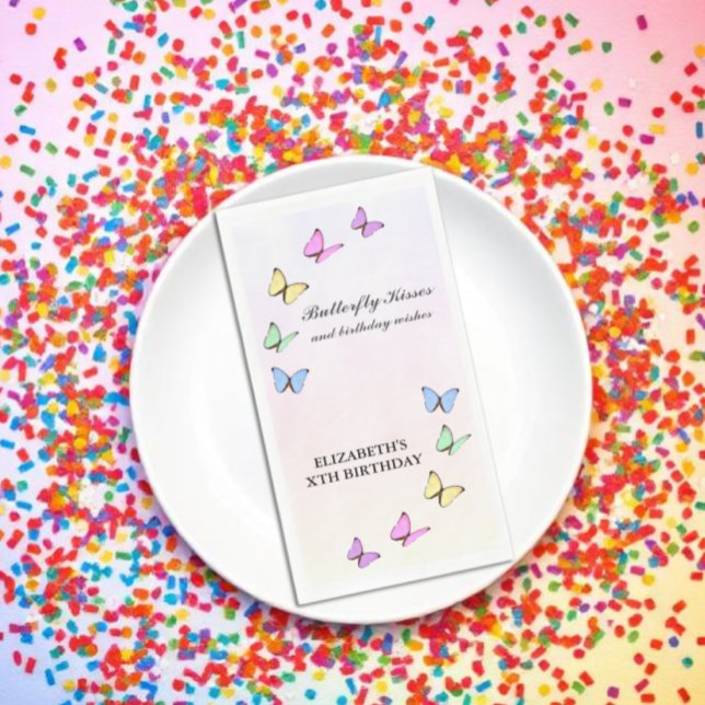 Serviette En Papier Anniversaire de papillons colorés (Créateur téléchargé)