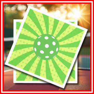 Serviette En Papier Anniversaire de Pickleball Vert Rayures RÉTRO Spor