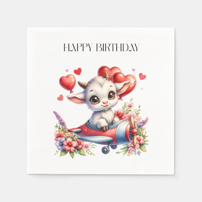 Serviette En Papier Anniversaire de Pilote Chèvre (Devant)