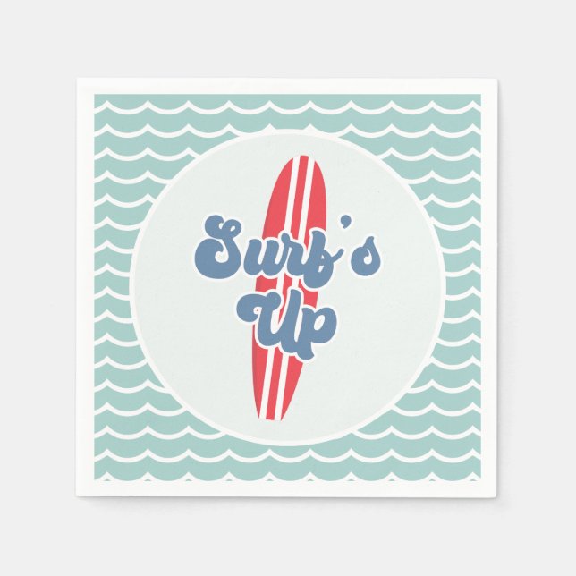 Serviette En Papier Anniversaire de plage Surfs Up (Devant)
