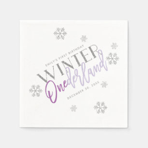 Serviette En Papier Anniversaire de pourpre de parties scintillantes