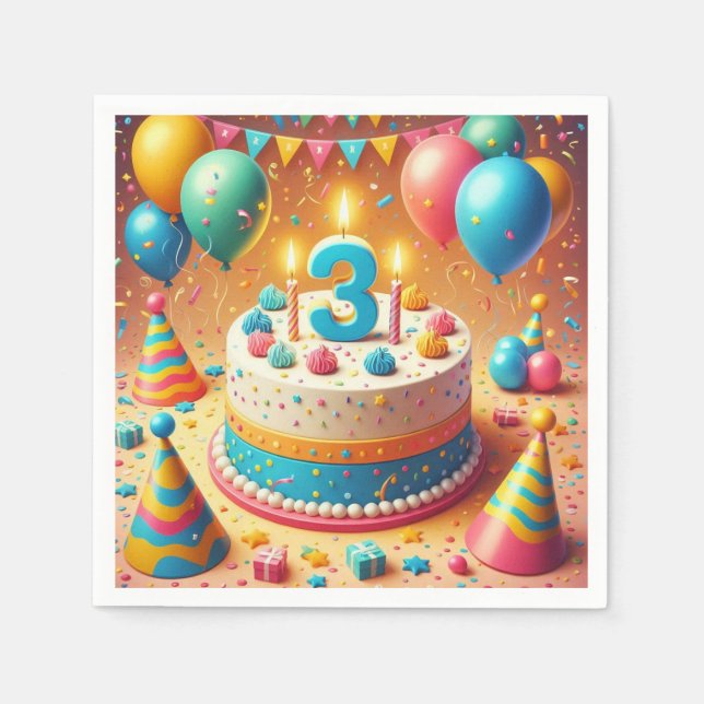 Serviette En Papier anniversaire de quatre ans (Devant)