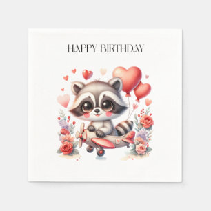Serviette En Papier Anniversaire de Raton Laveur Volant