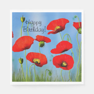 Serviette En Papier Anniversaire de Red Poppy