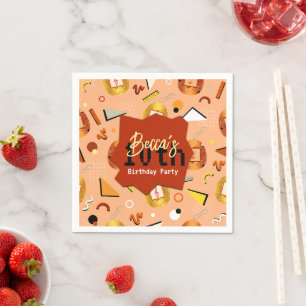 Serviette En Papier Anniversaire de Retro Orange Tamagotchi