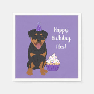 Serviette En Papier Anniversaire de Rottweiler personnalisable