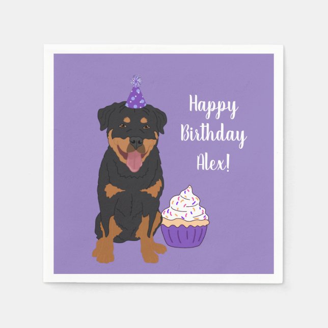 Serviette En Papier Anniversaire de Rottweiler personnalisable (Devant)