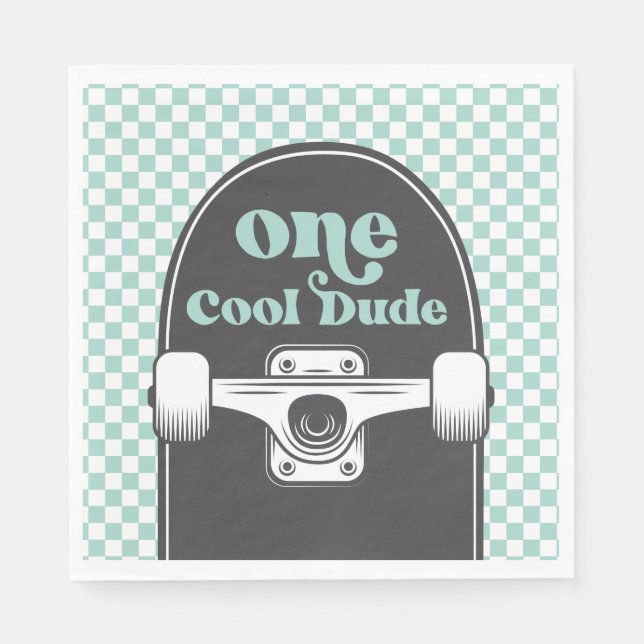 Serviette En Papier Anniversaire de Skateboard One Cool Dude (Devant)