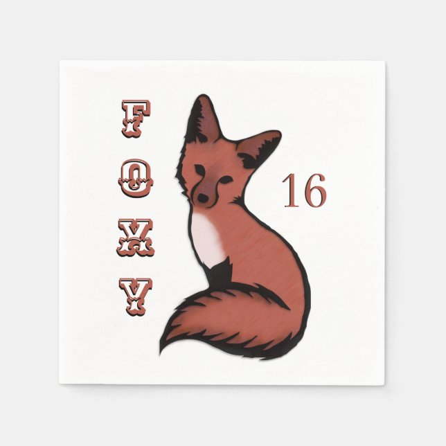 Serviette En Papier Anniversaire de Sly Red Foxy Fox (Devant)