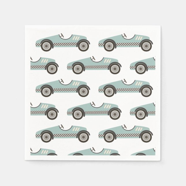 Serviette En Papier Anniversaire de voiture de course bleue (Devant)