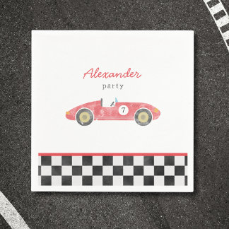 Serviette En Papier anniversaire de voiture rouge
