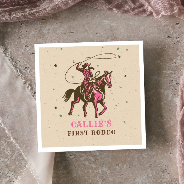 Serviette En Papier Anniversaire de Western Rodeo Cowgirl (Créateur téléchargé)