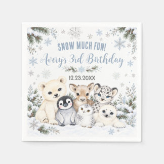 Serviette En Papier Anniversaire de Winter Wonderland Animaux Arctique