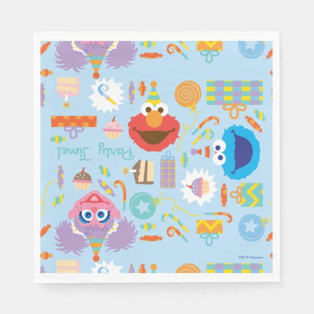 Serviette En Papier Anniversaire d'Elmo et d'Abby (Devant)