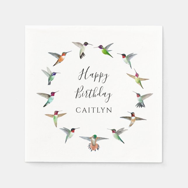 Serviette En Papier Anniversaire des colibris  (Devant)