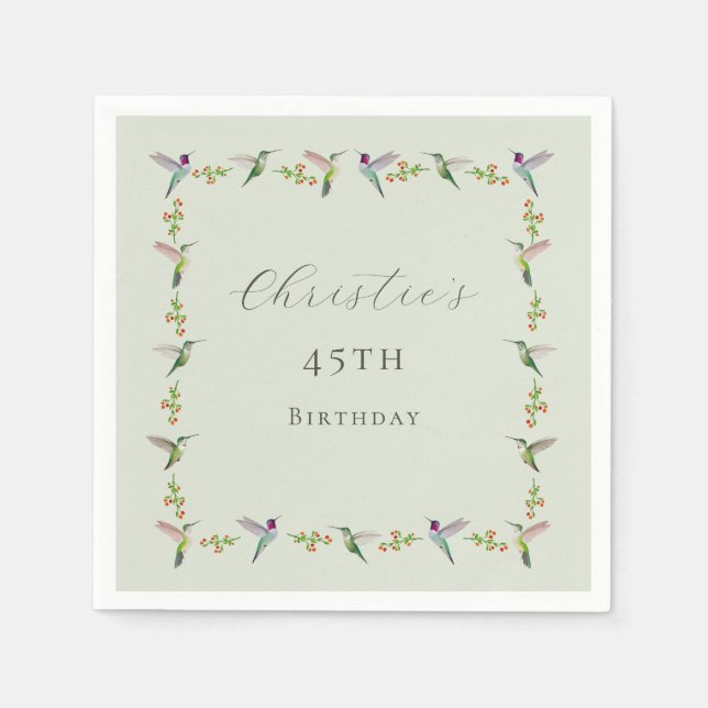 Serviette En Papier Anniversaire des colibris d'Anna (Devant)