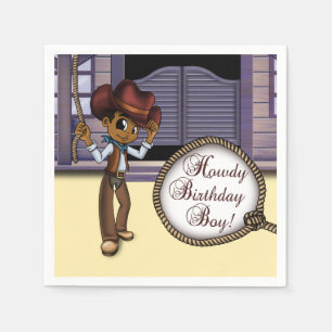 Serviette En Papier Anniversaire des Cowboys afro-américains