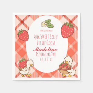 Serviette En Papier Anniversaire des fraises d'oie doux bête