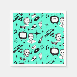 Serviette En Papier Anniversaire des graphismes rétros des années 1950