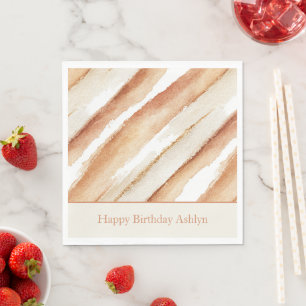 Serviette En Papier Anniversaire des Rayures de Latte de Citrouille