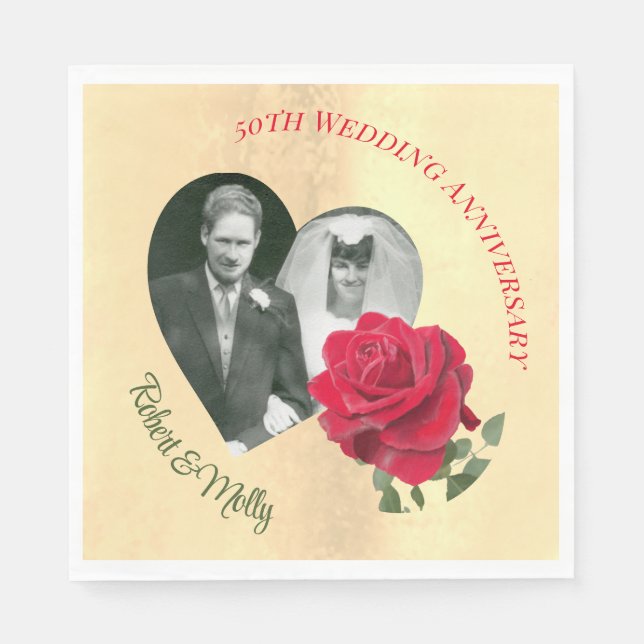 Serviette En Papier Anniversaire des Roses rouges (Devant)