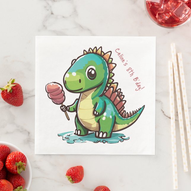 Serviette En Papier Anniversaire Dinosaur (En situation)