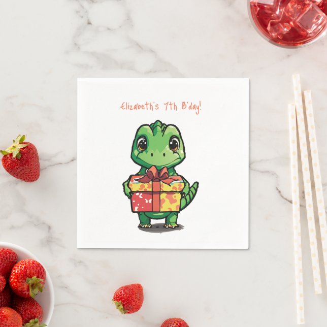 Serviette En Papier Anniversaire Dinosaur (En situation)