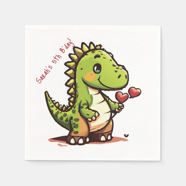 Serviette En Papier Anniversaire Dinosaur (Devant)