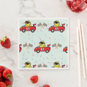 Serviette En Papier Anniversaire Dinosaur course voiture rouge course 