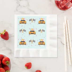 Serviette En Papier Anniversaire Dinosaur race voiture jaune nom enfan