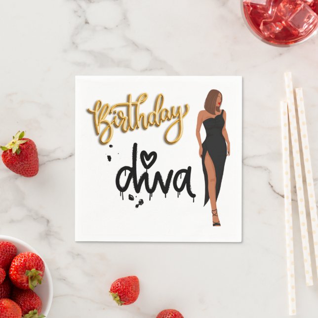Serviette En Papier Anniversaire Diva Napkins (En situation)